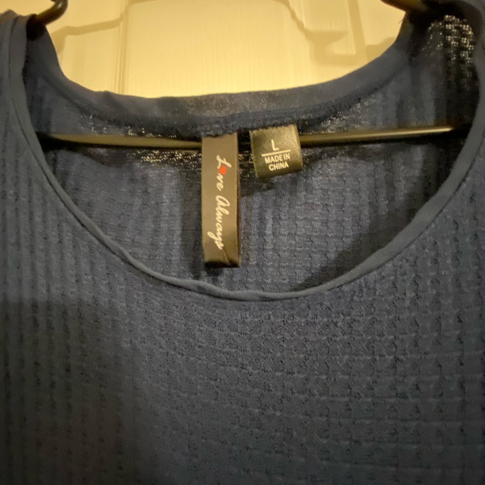 Navy Blue (L) Long Sleeve Top Sheer Bottom